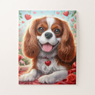 Cute Puppy Jigsaw Puzzle Hearts