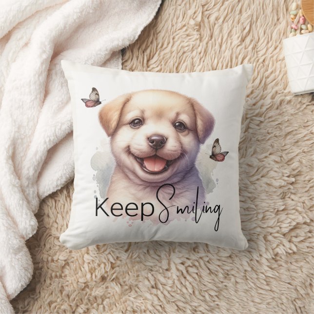Cute Puppy Keep Smiling Custom Cushion (Blanket)