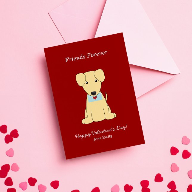 Cute Puppy Kids Classroom Valentines Note Card (Creator Uploaded)