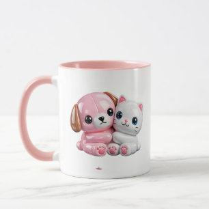 Cute Puppy Kitten Best Friends Mug