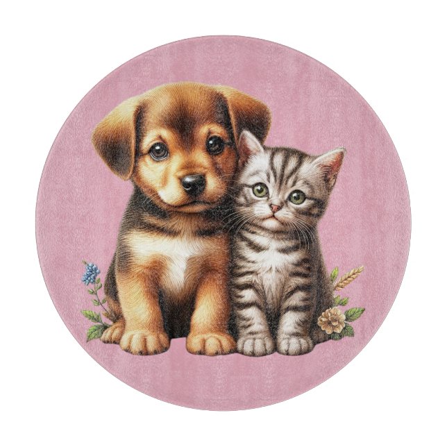 Cute puppy/kitten  cutting board (Front)