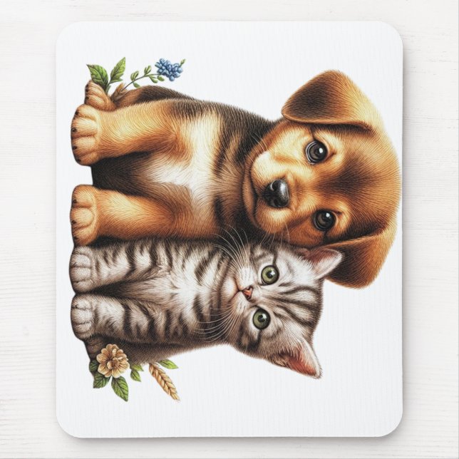 Cute puppy/kitten  mouse pad (Front)