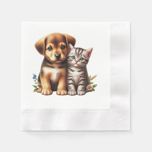 Cute puppy/kitten  napkin (Front)