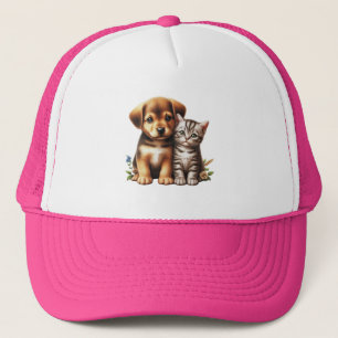 Cute puppy/kitten  trucker hat