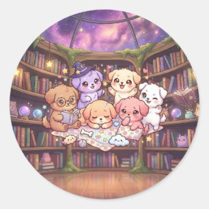 Cute Puppy Library Sticker