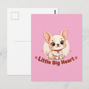 Cute Puppy Little Big Heart Postcard