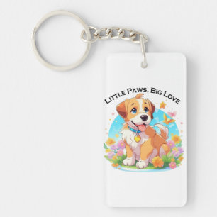 Cute Puppy Little Paws Big Love Key Ring