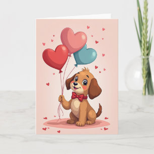 Cute Puppy Love Hearts Card