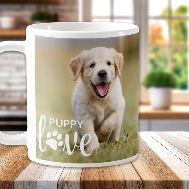 Cute Puppy Love Personalised Photo Pet Dog Lover Coffee Mug (Creator Uploaded)