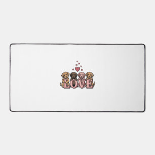 Cute Puppy Love Valentine Vintage Engraving Design Desk Mat