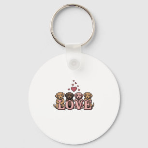 Cute Puppy Love Valentine Vintage Engraving Design Key Ring