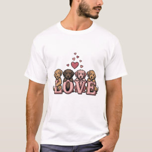 Cute Puppy Love Valentine Vintage Engraving Design T-Shirt