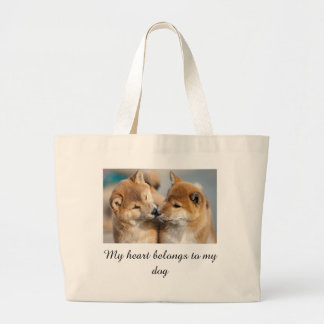 Cute Puppy Lover's  Large Tote Bag