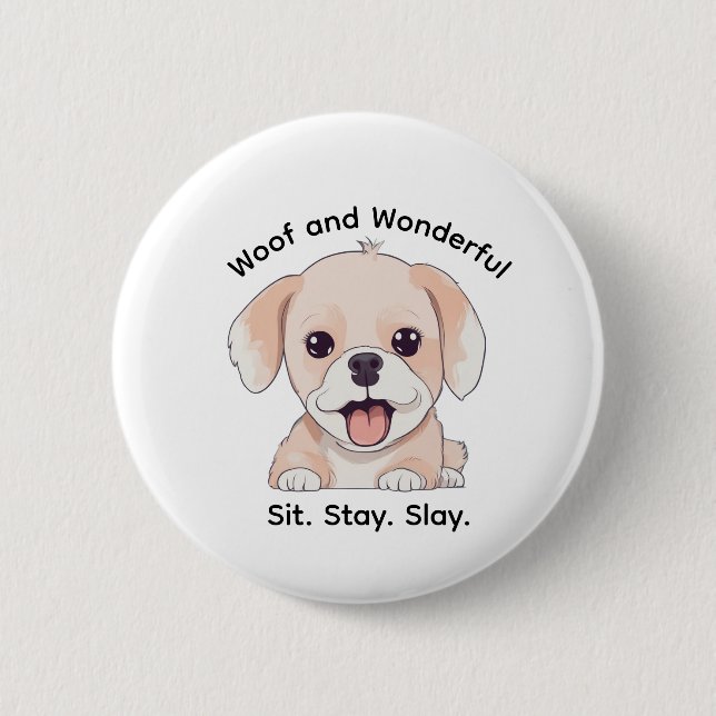 Cute Puppy Lovers Stylish Dog Mom Button (Front)