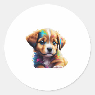 Cute Puppy Made of Liquid Colours Classic Round Sticker