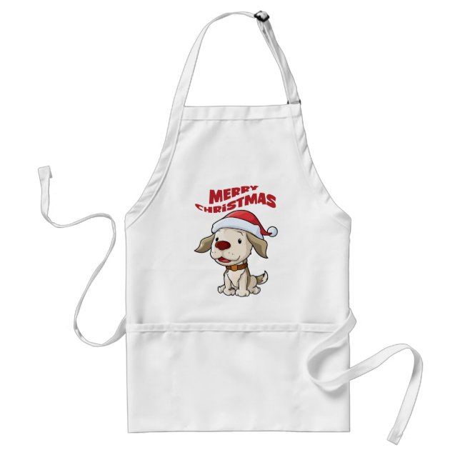 Cute puppy Merry Christmas Standard Apron (Front)