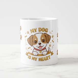 Cute Puppy - My Dog Is My Heart Jumbo Mug