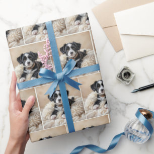 Cute Puppy On a Fur Pillow Wrapping Paper