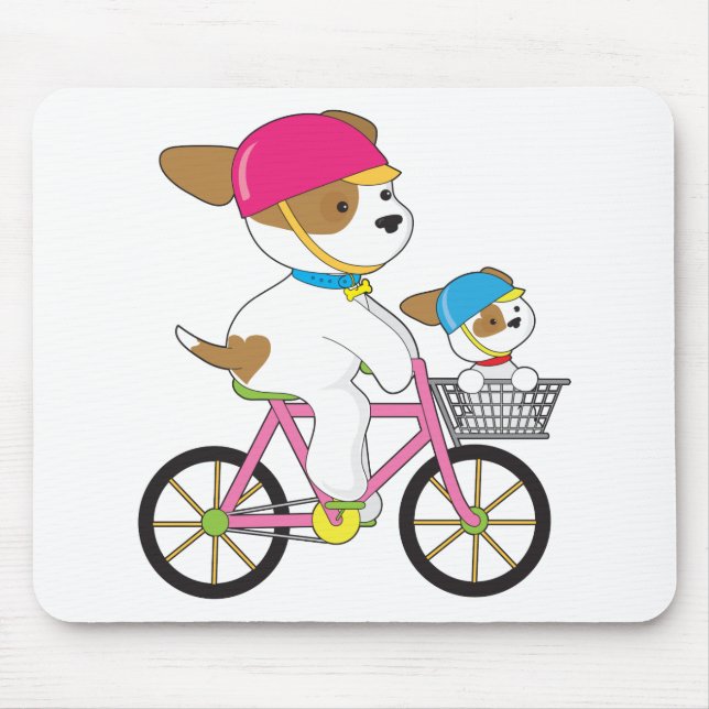 Cute Puppy on Bike Mouse Pad (Front)
