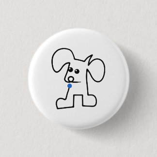 Cute Puppy One Line With A Blue Ball 3 Cm Round Badge