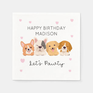 Cute Puppy Paper Napkins Lets Pawty Tableware