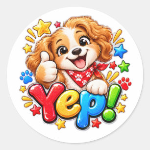 Cute Puppy Party Classic Round Sticker
