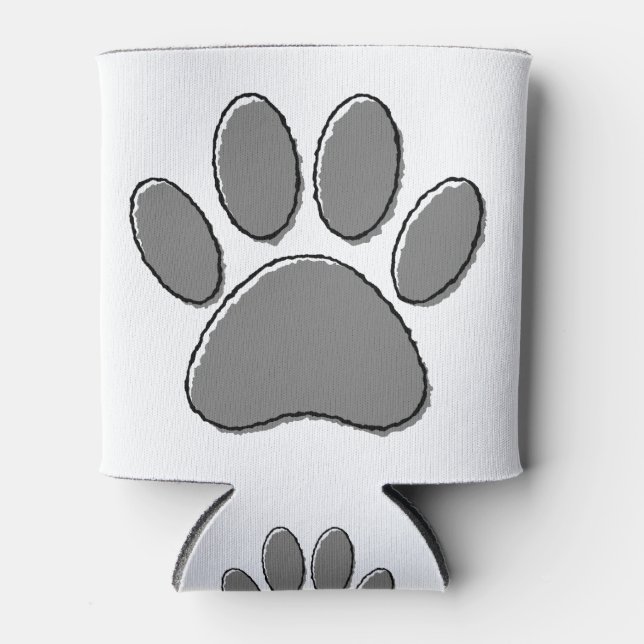 Cute Puppy Paw Drawing Can Cooler (Front)