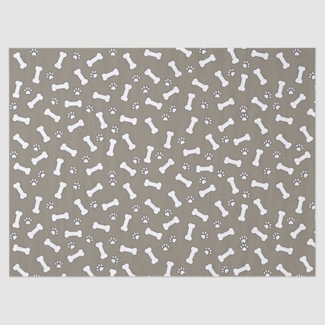 Cute Puppy Paw Prints and Bones New Dog Birthday Tissue Paper (Front)