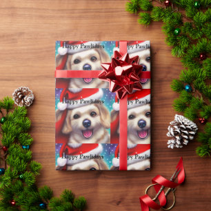 Cute Puppy Pawlidays Wrapping Paper
