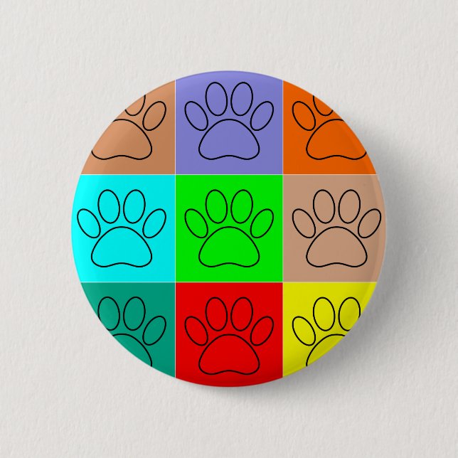 Cute Puppy Paws In Squares 6 Cm Round Badge (Front)