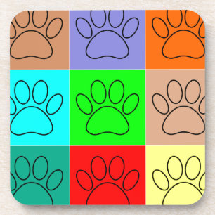 Cute Puppy Paws In Squares Coaster