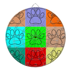 Cute Puppy Paws In Squares Dartboard