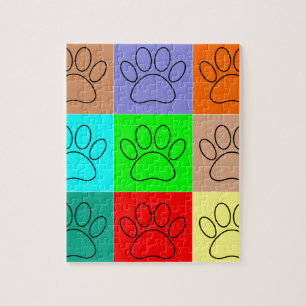 Cute Puppy Paws In Squares Jigsaw Puzzle