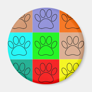 Cute Puppy Paws In Squares Magnet