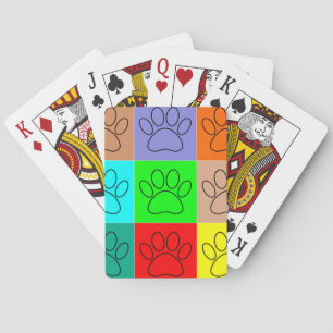 Cute Puppy Paws In Squares Playing Cards