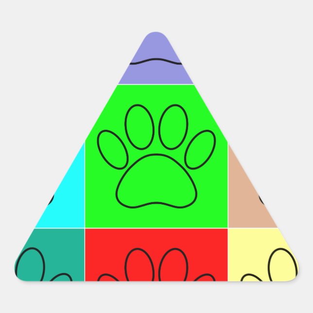 Cute Puppy Paws In Squares Triangle Sticker (Front)