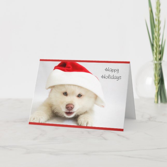 Cute Puppy Personalised Holiday Card (Front)