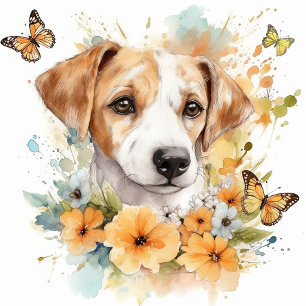 Cute Puppy Personalised Watercolor Cushion