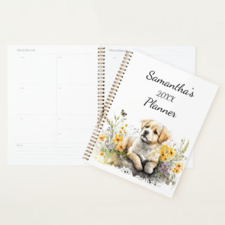 Cute Puppy Personalised Yearly Planner