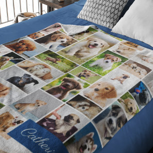 Cute Puppy Photo Montage Adorable Dog Fleece Blanket