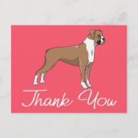 Cute Puppy Pink Cartoon Boxer Dog Thank You