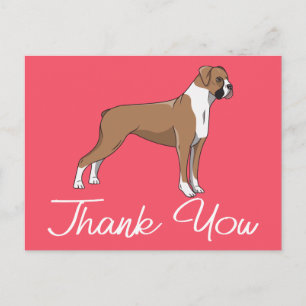 Cute Puppy Pink Cartoon Boxer Dog Thank You Postcard