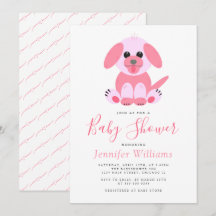 Cute Puppy Pink Personalised Baby Girl Shower