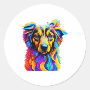 cute puppy pop art classic round sticker