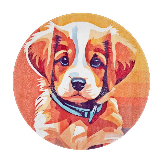 Cute Puppy Pop Art Cutting Board (Front)