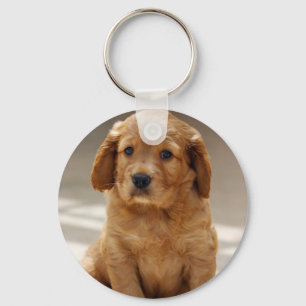 Cute Puppy Portrait Photo Key Ring