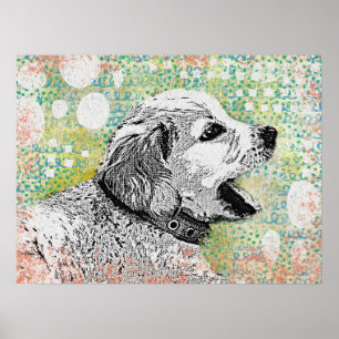 Cute Puppy Poster - Golden Retriever Dog Art Print