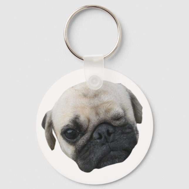 Cute Puppy Pug Dog Friend ... かわいい 子犬 Key Ring (Front)
