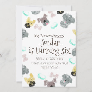 Cute Puppy Pup Dog Pawtyyy Birthday Party  Invitation