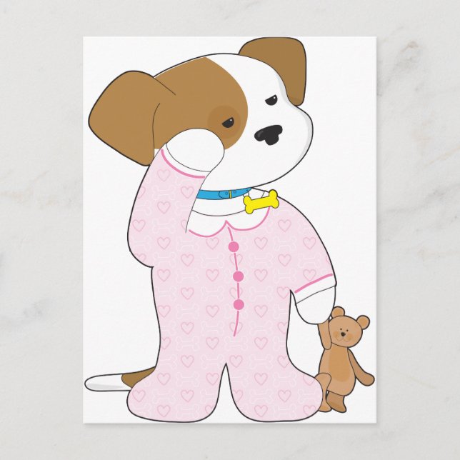 Cute Puppy Pyjamas Postcard (Front)